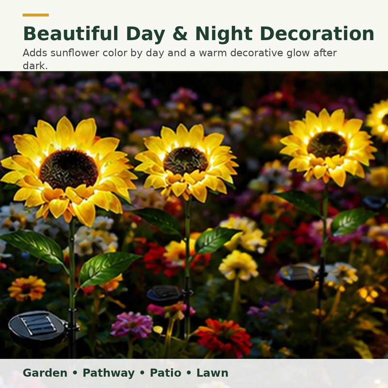 Solar Flower Lights for Garden Decor – Waterproof LED Rose
