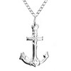 Ritastephens Sterling Silver Cross Marine Anchor Pendant Charm Necklace 24"