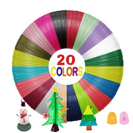 3D Pen Filament PLA, 20 Colours 3D Pen Filament PLA 1.75 mm with 2 Finger Caps, 100 m Total, Diameter Tolerance ± 0.02 mm, 3D Pen Colours for Dicals, CreativKids, MYNT3D, 3D Printing Pen