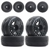 WLYEJEA 4PCS 65mm RC Rubber Tire 12mm Hex Plastic Wheel
