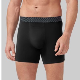 Tommy John Men’s Mid-Length Underwear 6”, Cotton Basics Boxers with Contour Pouch, Soft Breathable Stretch Fabric Mens Underwear for Daily Wear, 2 Pack (Black, XXL)