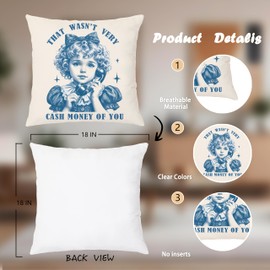 Nipil That Wasn't Very Cash Money of You Funny Retro Meme Pillow Covers 18x18, Funny Sarcastic Gifts for Women Friends, Sarcastic Vintage Decorative Throw Pillow Covers Pillowcases for Home