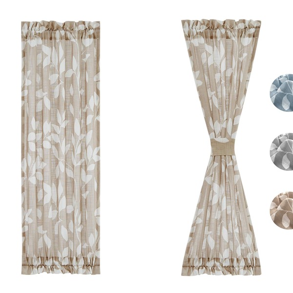 Treatmentex Sidelight French Door Panels 72inches Long Leaf Print Design