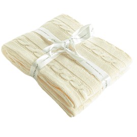 NTBAY 100% Pure Cotton Cable Knit Toddler Blanket, Super Soft Warm Breathable 30x40 Baby Blanket for Crib, Stroller, Nursery, Travel, Newborn, 30x40 Inches, Ivory
