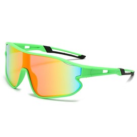 JOVAKIT Kids Baseball Sunglasses for Boys Girls Age 6-16, Youth Baseball Sun Glasses UV400 Sports Cycling Shades (Green/Red Mirror)