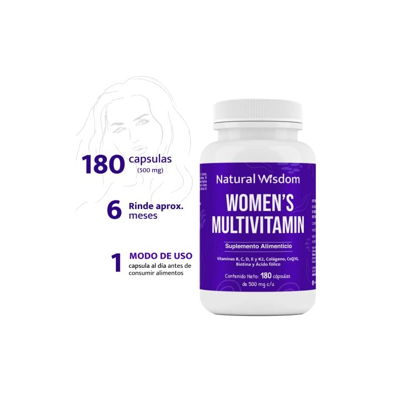 Women Multivitamin Vitaminas Mujer Performance Energia Vitalidad Piel Saludable 180