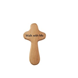 Autom Walk with Me Wooden Hand Cross with Prayer Card, 4 Inch
