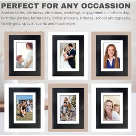 Clay Roberts Photo Picture Frame 7 x 5, Black, Includes Mount for 6 x 4 Prints, Freestanding and Wall Mountable, 7x5 Picture Frames
