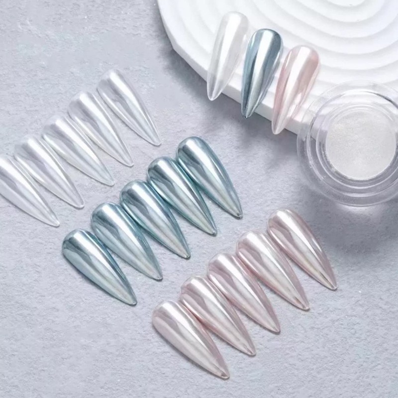 Pretty Diva White Chrome Nail Powder - 1g Super Glossy