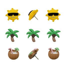 30 pcs Cute Push Pin Coconut Palm Sun Decoration Thumbtacks for Fixing Photos, Bulletin Board Cork Boards Memo Map Note Office Organization or Home(Sun)