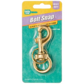 Lucky Line 3-1/4" Heavy-Duty Solid Brass Bolt Snap with 1" Brass Split Key Ring (44801)