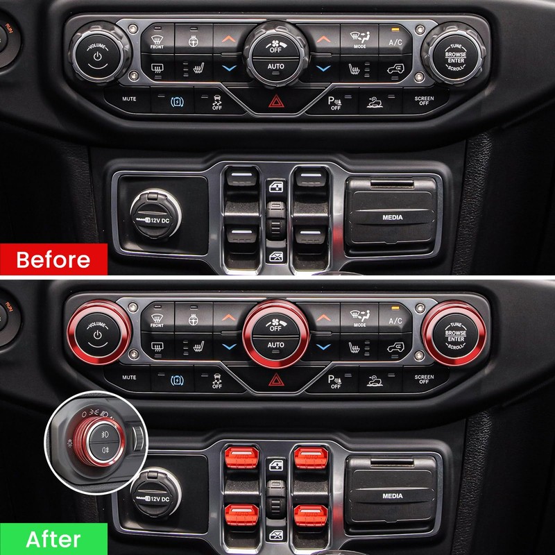 DIAMOOKY 8PCS Metal Button Knob Cover for Jeep Wrangler JL