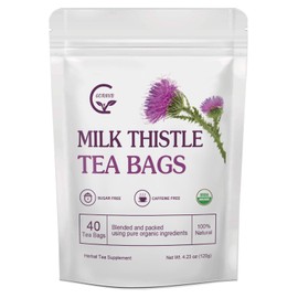 Organic Milk Thistle Tea Bags, 40 Teabags, 3g/Bag - Supports Liver Function, Liver Detox and Overall Health, Certified Free