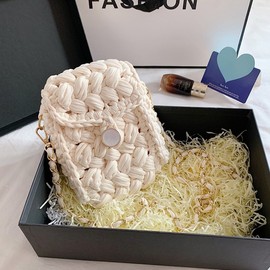 Crochet cell phone bag knitting diy net stitch hand knitting Net bag 4 crochet phone bag-brown