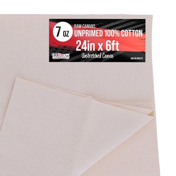 U.S. Art Supply 7-Ounce Unprimed 24" Wide x 2 Yards