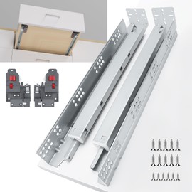 goldenwarm 1 Pair Undermount Drawer Slides Soft Close 18 Inch, Hidden Bottom Mount Full Extension Drawer Rails with Bracket & 3D Adjustable Locking Device, Heavy Duty 100 LB Capacity