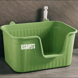 Large Cat Litter Box 20" L x 16" W x 12" H Jumbo Cat Litter Box for Multi Cat Households, High Sided Litter Box& Top Entry,Anti-Splashing Kitty Litter Box Easy Cleaning.Green