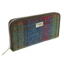 Glen Appin Harris Tweed Large Zip Purse LB2100 Staffa Colour46 Multi Colour Tartan