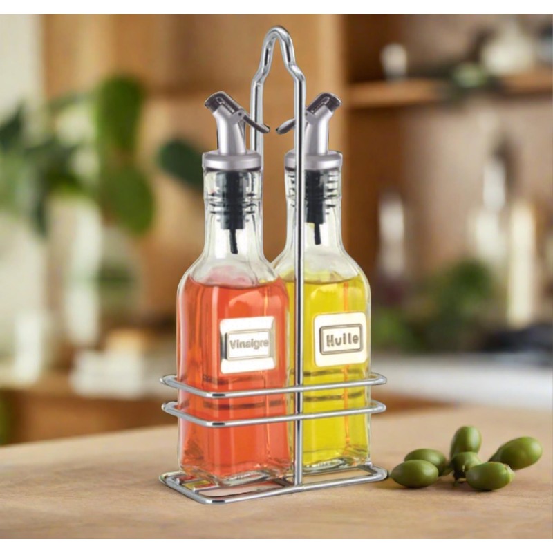 Cuisinox Oil and Vinegar Cruet Set with Caddy, Stainless Steel