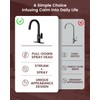 Black Square Kitchen Faucet – Modern Pull-Down Sprayer with 2-Mode