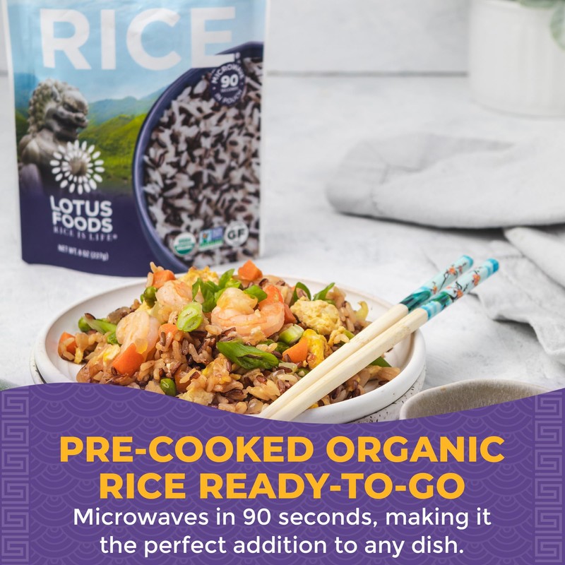 Lotus Foods Organic White Jasmine & Forbidden Rice Heat &