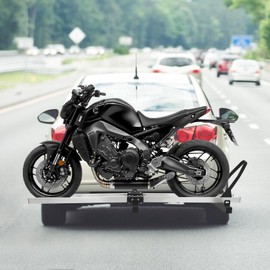 Silencear Motorcycle Hitch Carrier 400 LBS, Aluminum Heavy Duty Motorcycle Carrier Hitch Mount with Tire Limiter and Double Strut, Hitch-Mounted Dirt Bike Rack for Dirt Bikes, Motorcycles