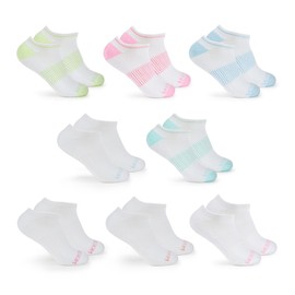 Fruit of the Loom No Show Socks Womens 8 Pack - Arch Support, Soft Cushioned, Breathable Low Cut Ankle Socks, White/Multi
