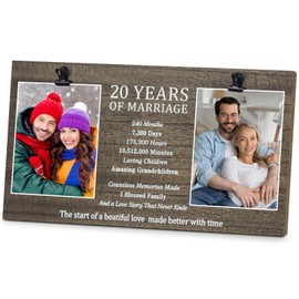 BiKontrun Wedding Gifts for Couples, Marriage Anniversary Picture Frame, Anniversary Picture Clip Frame, Gifts for Couple Anniversary,Wife Anniversary Present from Husband (20th Anniversary)