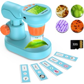 800x Microscope for Children's Handheld Microscope LED with Picture and Video Material and Photo Function, Handheld Microscope for Children