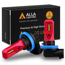 Alla Lighting Xtreme Super Bright H8 DRL H11 H16 LED Fog Light Bulbs Newest CSP-1515 SMD 12V 6000K Xenon White