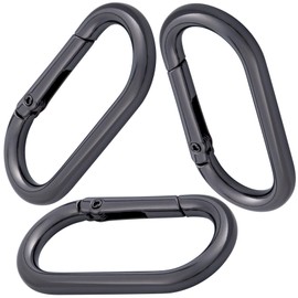 JYvivid 3 Pcs Oval Spring Ring Clips, Metal Keyring Purse Clip, Oval Silver Carabiner, O Ring Carabiner Small for Keychains, Backpacks, Bag Strap - Gun-Black