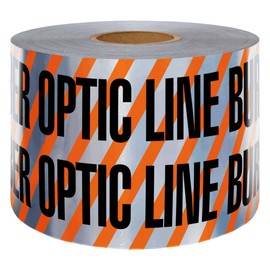 Presco U.S. Made Underground Detectable Tape: 6 in. x 1000 ft. (Orange with Black "CAUTION BURIED FIBER OPTIC LINE BELOW" printing)