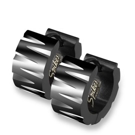 Bungsa Black Creole Earrings with Facet Cut 6.7 mm Wide Made of 316L Stainless Steel, Stainless Steel, No Gemstone