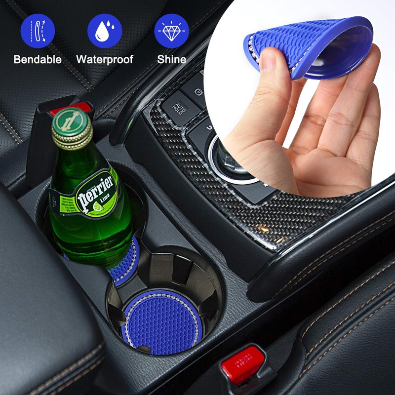 OUZORP Car Cup Coasters Blue 2 Pack with Push Start