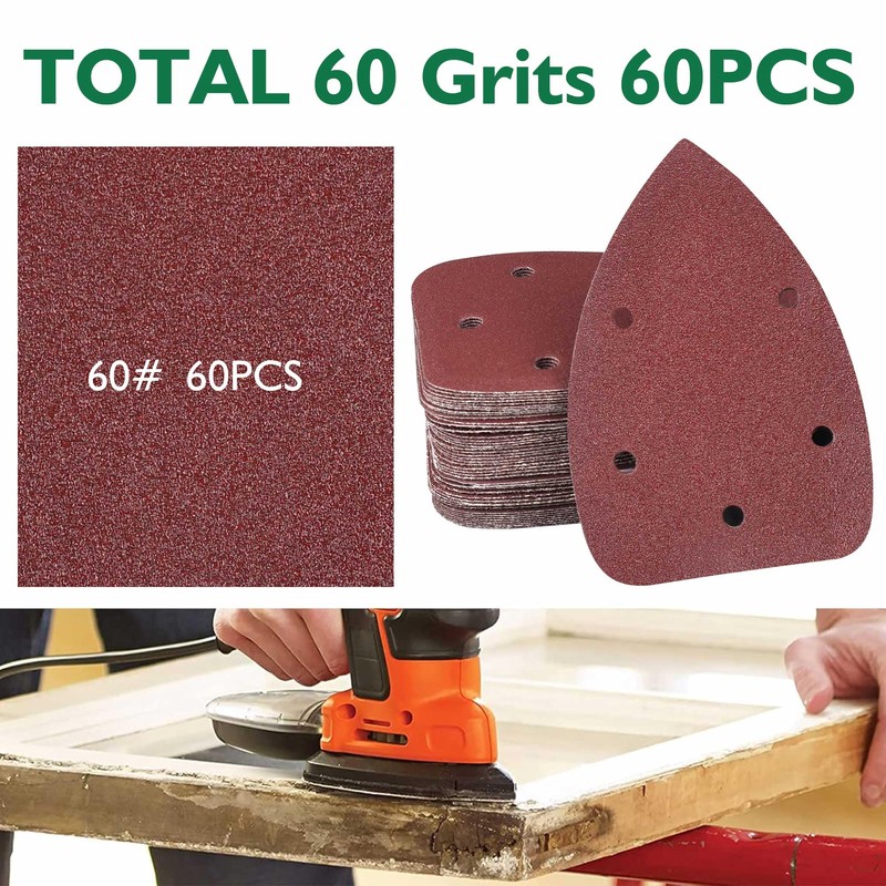 60PCS Mouse Sanding Pads, Mouse Sander Pads P60 Grits,Multi Tool