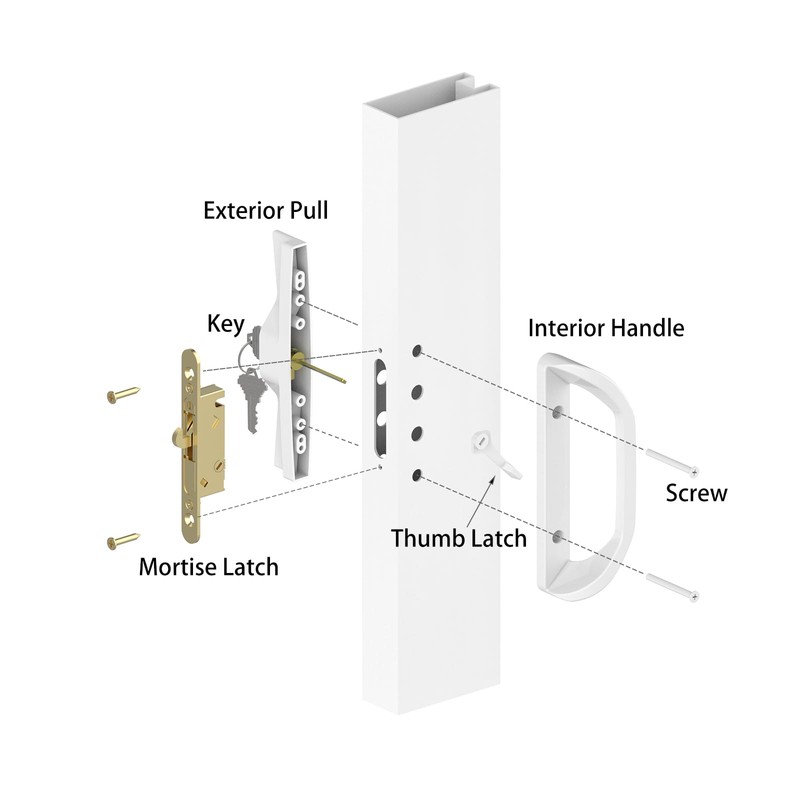 Sliding Glass Door Lock Set with Key Cylinder and Mortise