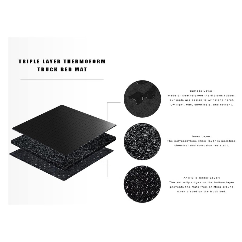 Armordillo USA 8705919 Diamond Plate Rubber Truck Bed Mat -