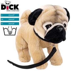 Carl Dick 3503 Pug with Lead Standing Dog Plush Toy Approx. 23 cm