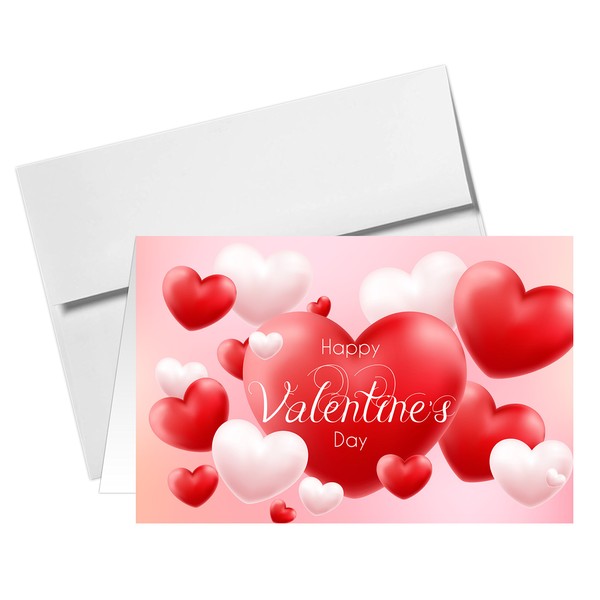 Valentine's Day Greeting Cards & Envelopes - Pack of 25 (5 x 7)