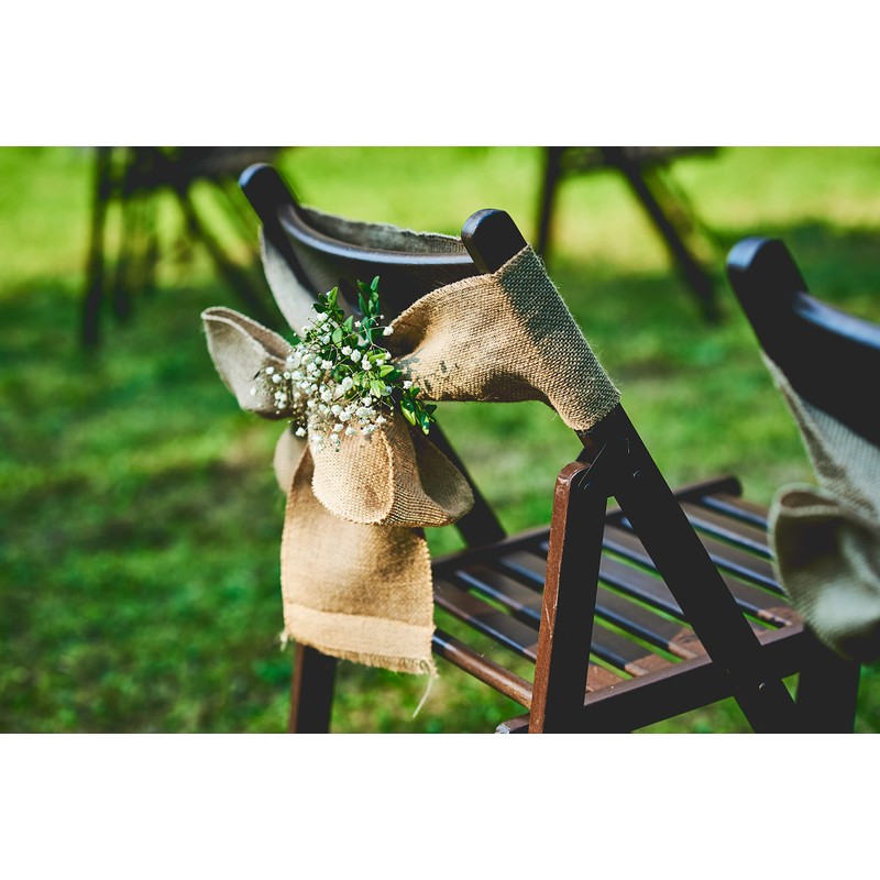 Jute Table Runner Gold Thread Stitched Edges 30cm x 5m