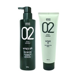 [amos] Amos Green Tea Realistic Shampoo Revitalizing 500g+Hair Pack 250ml / [amos] 아모스 녹차실감 샴푸 리바이탈 라이징 500g+헤어 팩 250ml