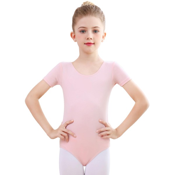 Monbessi Ballet Leotard for Girls Basic Short Sleeve Toddler Dance