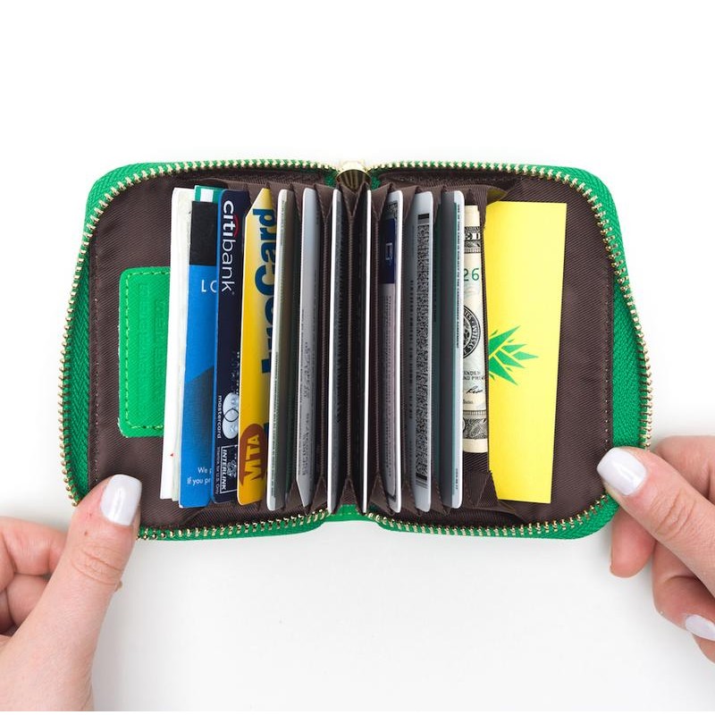 Em John Mini Zip-Around Card Leather Wallet - Color: Orange