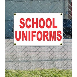 School Uniforms 2x3 White Red Banner Sign