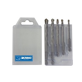 KRINO 03057700 SUPERIOR with 1/4 hexagonal shank Bits for Wall and Concrete, Set of 5, STEEL, 4 ÷ 10 mm
