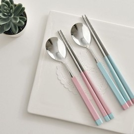 (NS Home Shopping) DU Korean Stainless Steel Cutlery Set for 2_Spoons Chopsticks Toddler Baby Children Cutlery.. / (NS홈쇼핑)디유 한식 스텐 수저 2인 세트숟가락 젓가락 유아 아기 어린이 커트러리..