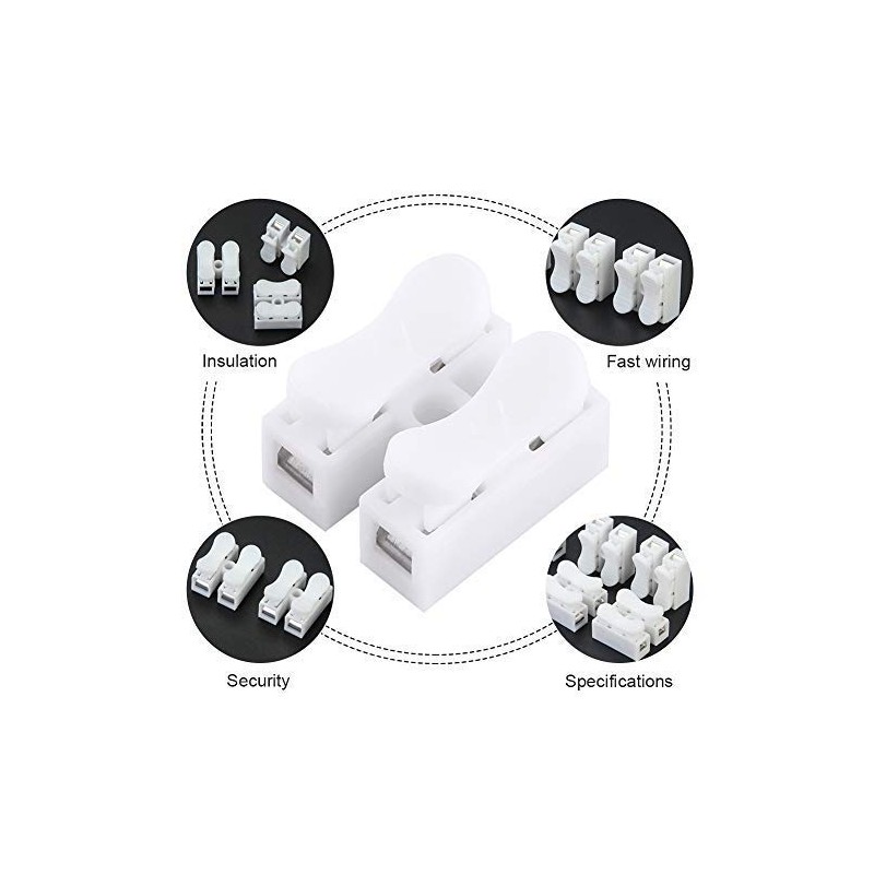 100pcs 5A 220V 2 Pin Push Quick Wire Cable Connector