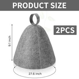 2PCS Sauna Hat Made of Wool,Ergonomi Felted Sauna Cap for Women and Men,Steam Bath Hat Room Accessories Felt Heat Dry Headrest,Steam Room Essential Parts,Simple Natural Stylish Appearance(Grey)