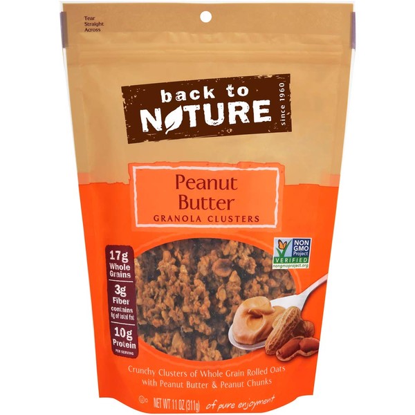 Back to Nature Granola Clusters, Non-GMO Peanut Butter, 11 Ounce
