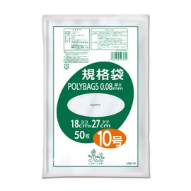 Oldi L08-10 Kitchen Plastic Bags, Standard Bags, Transparent, Size 10, Length 10.6 x Width 7.1 inches (27 x 18 cm), Pack of 50, Thick and Durable, Food Sanitation Law Compliant